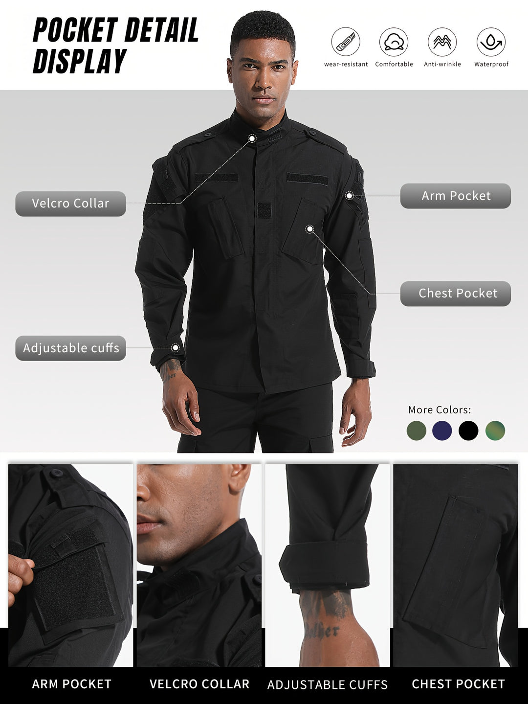 Men's Tactical Cargo Pants and Outdoor Jacket Set 2-Pack