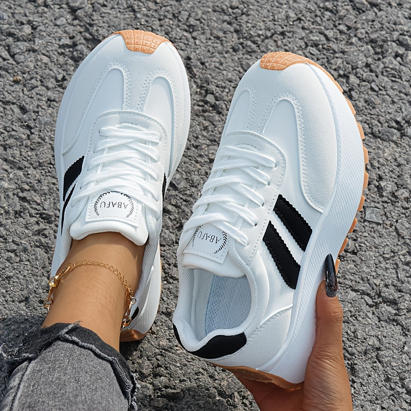Women's Casual Sports Shoes Thick-Soled Height-Increasing Lace-Up Low Top
