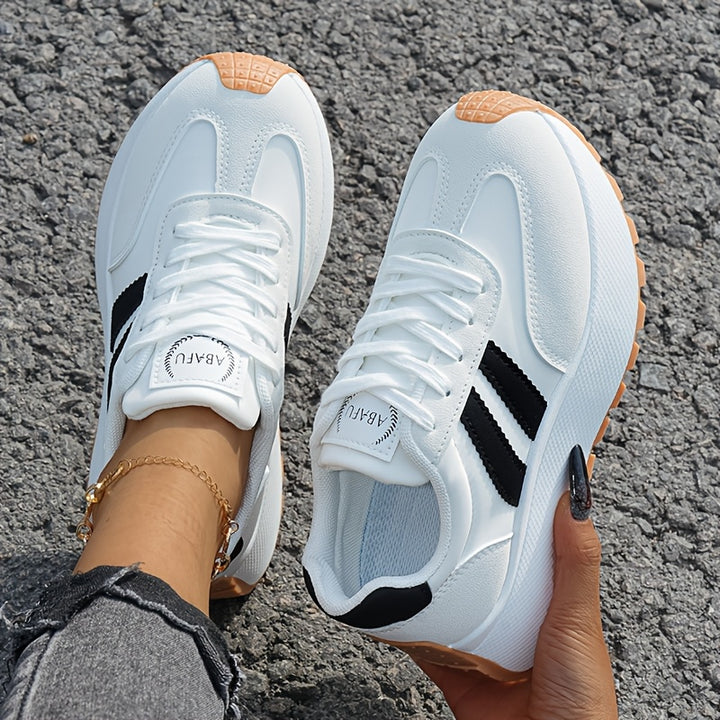 Women's Casual Sports Shoes Thick-Soled Height-Increasing Lace-Up Low Top