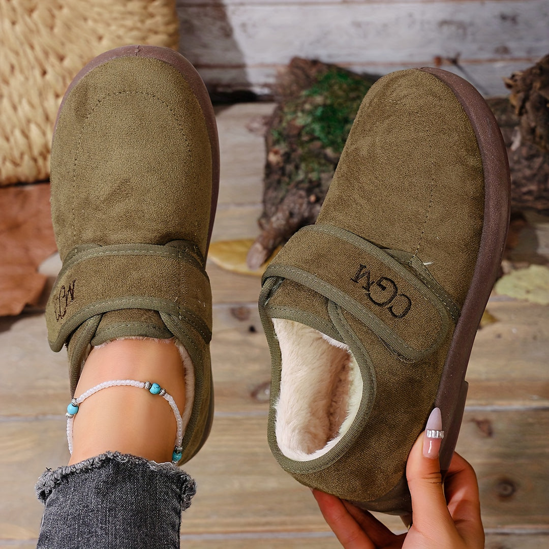 Women's Winter Ankle Boots Slip-On Flat Design Cold-Resistant Footwear