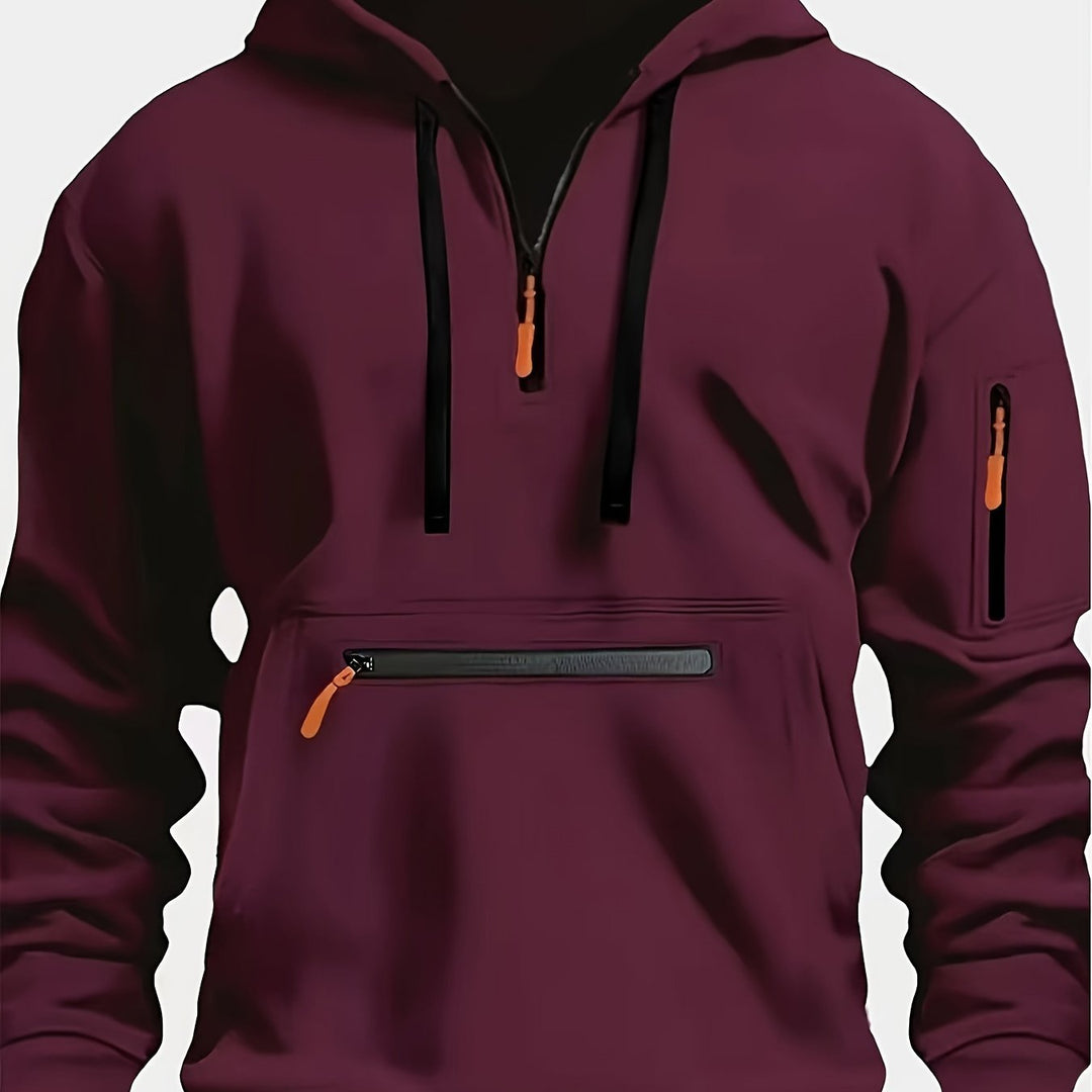 Men's Casual Zipper Hoodie with Kangaroo Pocket
