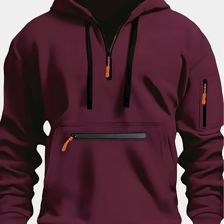 Men's Casual Zipper Hoodie with Kangaroo Pocket