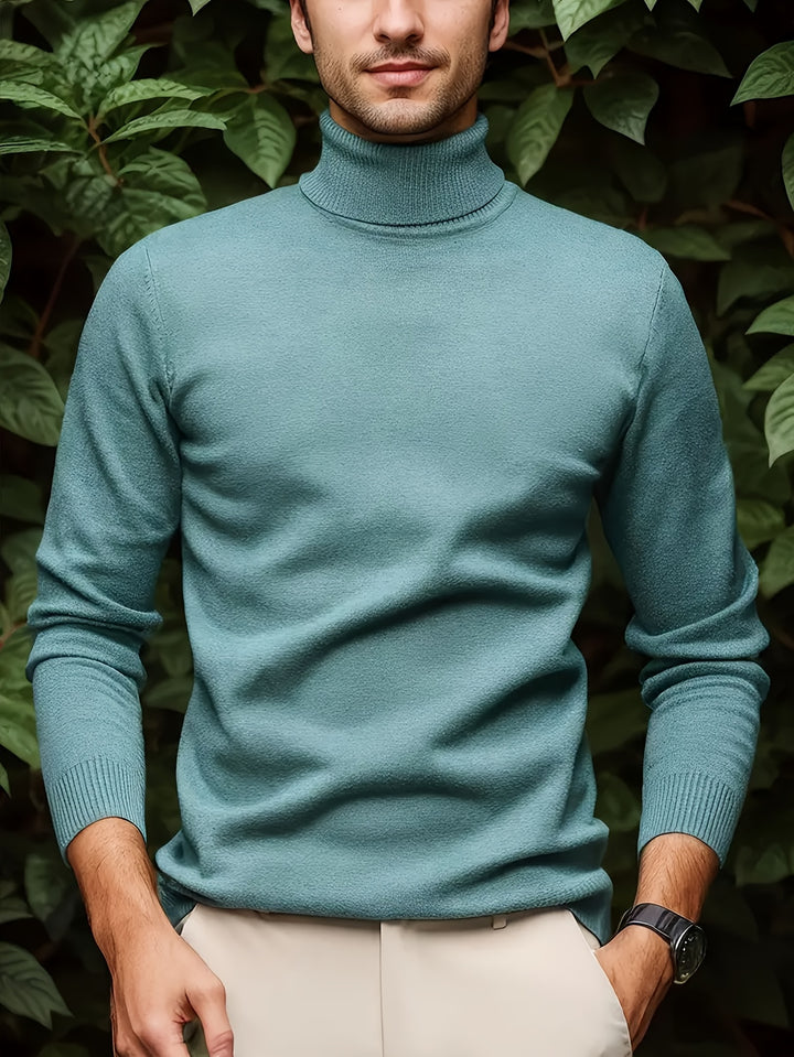Men's Pullover Knit Sweater with Turn-Collar Autumn-Winter Style