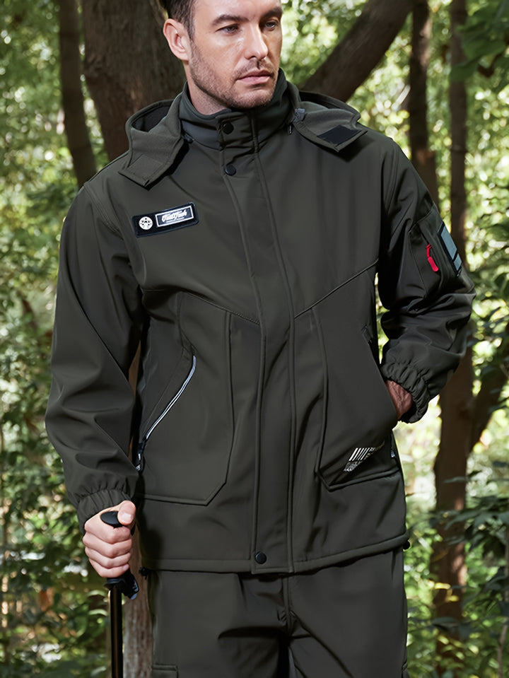 Men's Padded Winter Suit Hooded Jacket and Trousers Hiking Casual Wear