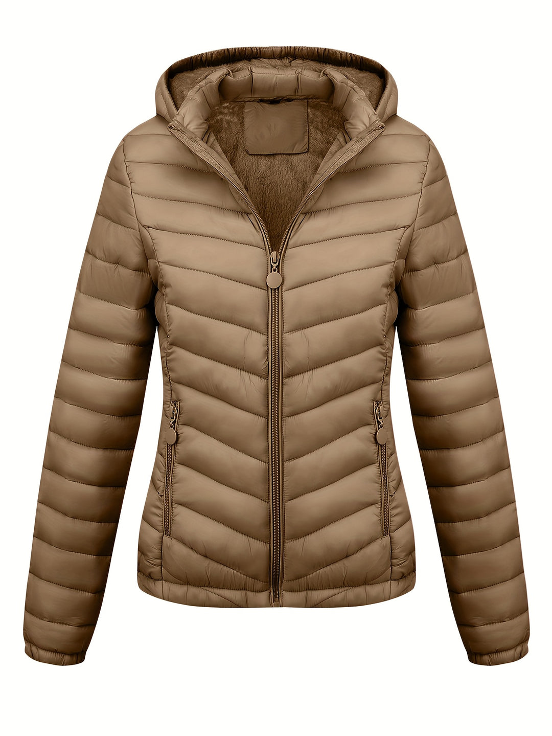 Women's Hooded Padded Coat with Pockets for Autumn Winter Fashion