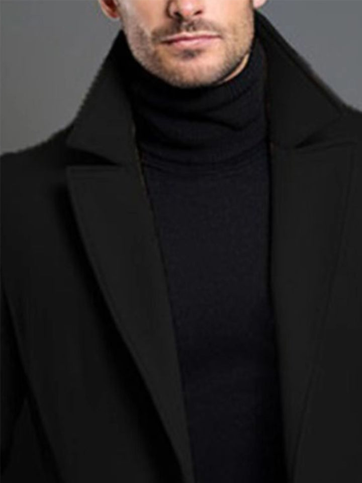Men's British Coat Jacket Single-Breasted Button Front Collar