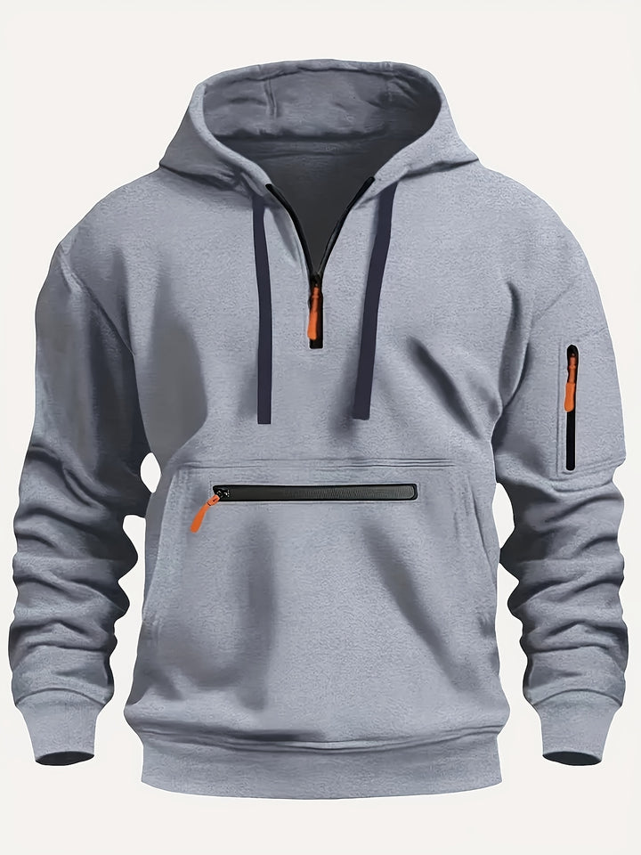 Men's Casual Zipper Hoodie with Kangaroo Pocket