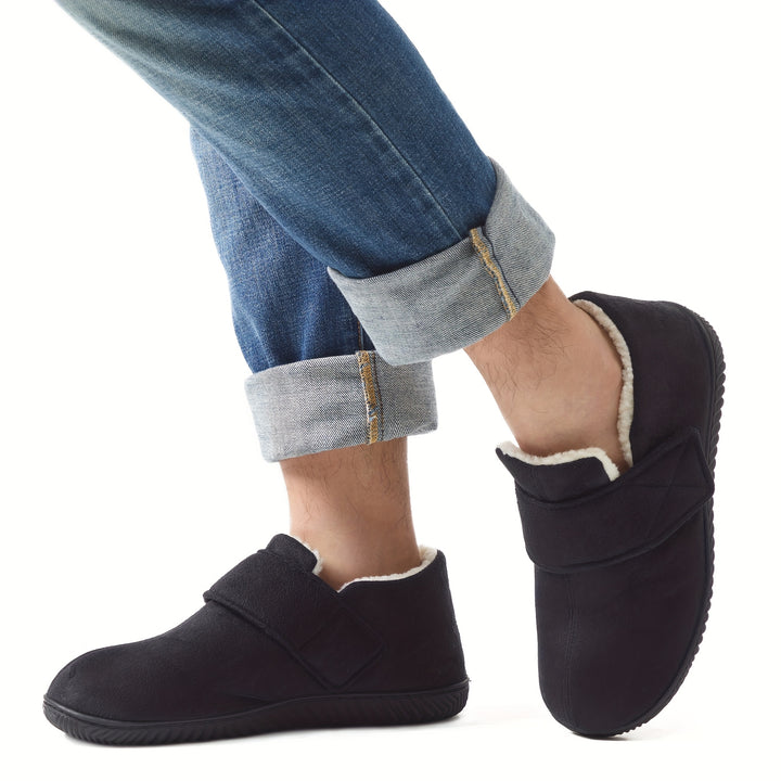 Men's Adjustable Strap Memory Foam Home Shoes with Non-Slip Soles