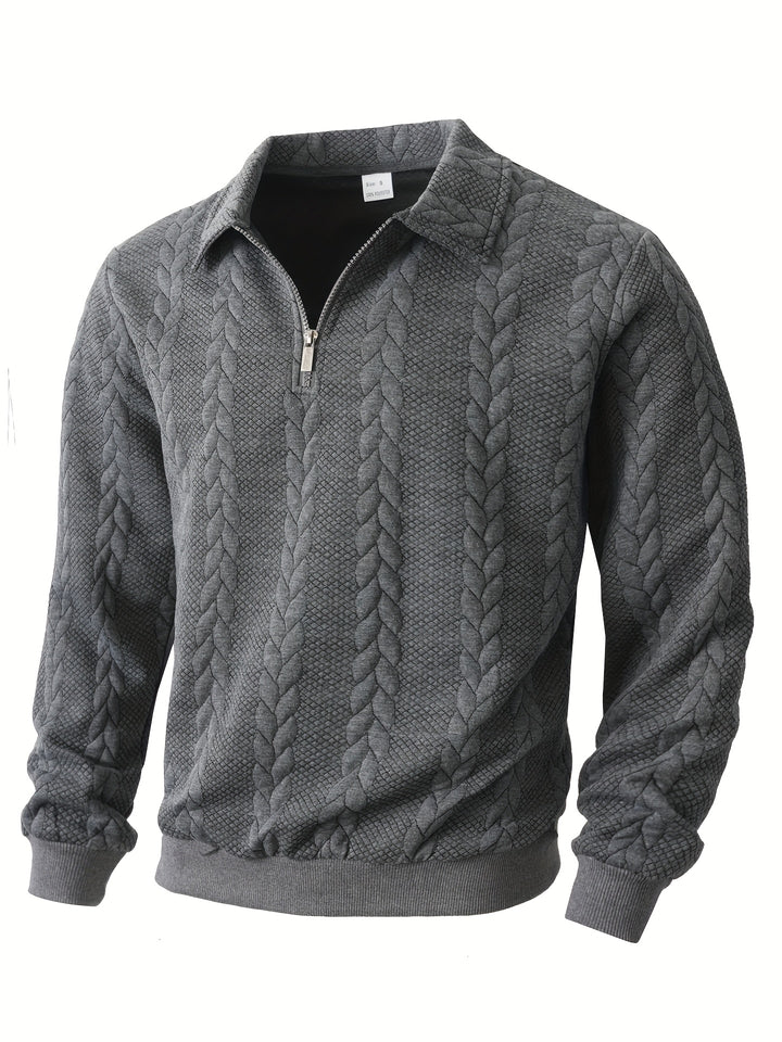 Men's Knitted Stand Collar Half-Zip Jacket Sweatshirt Outerwear