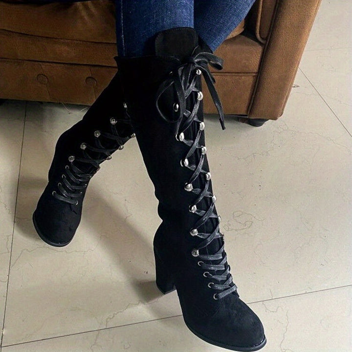 Women's Lace-up Ankle Boots with Chunky Heel Shoes