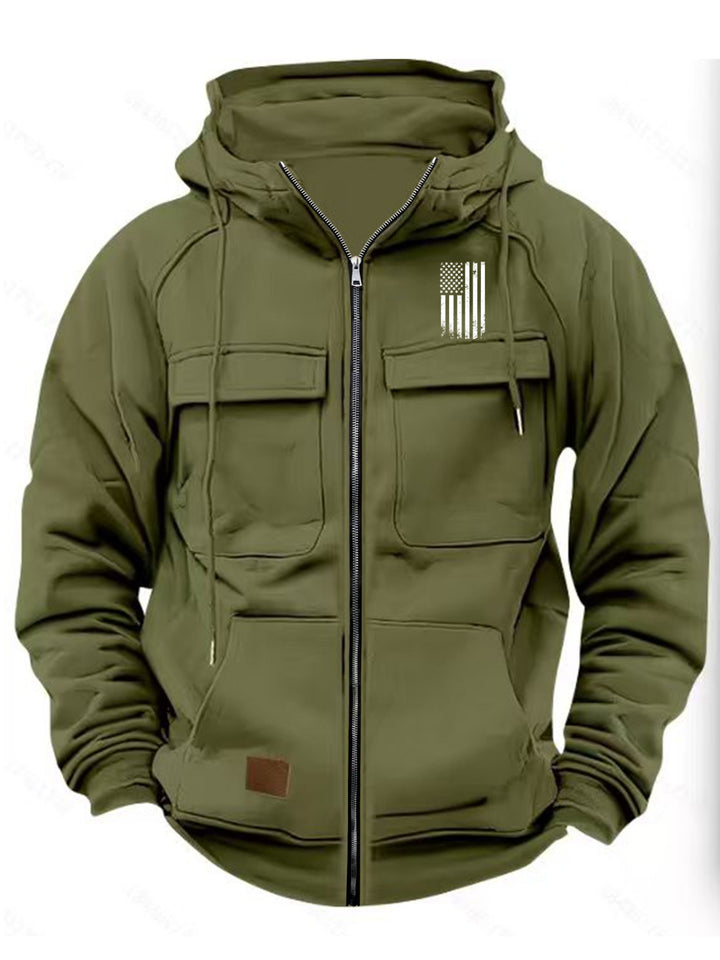 Men's Long Sleeve Zipper Pocket Hoodie Top