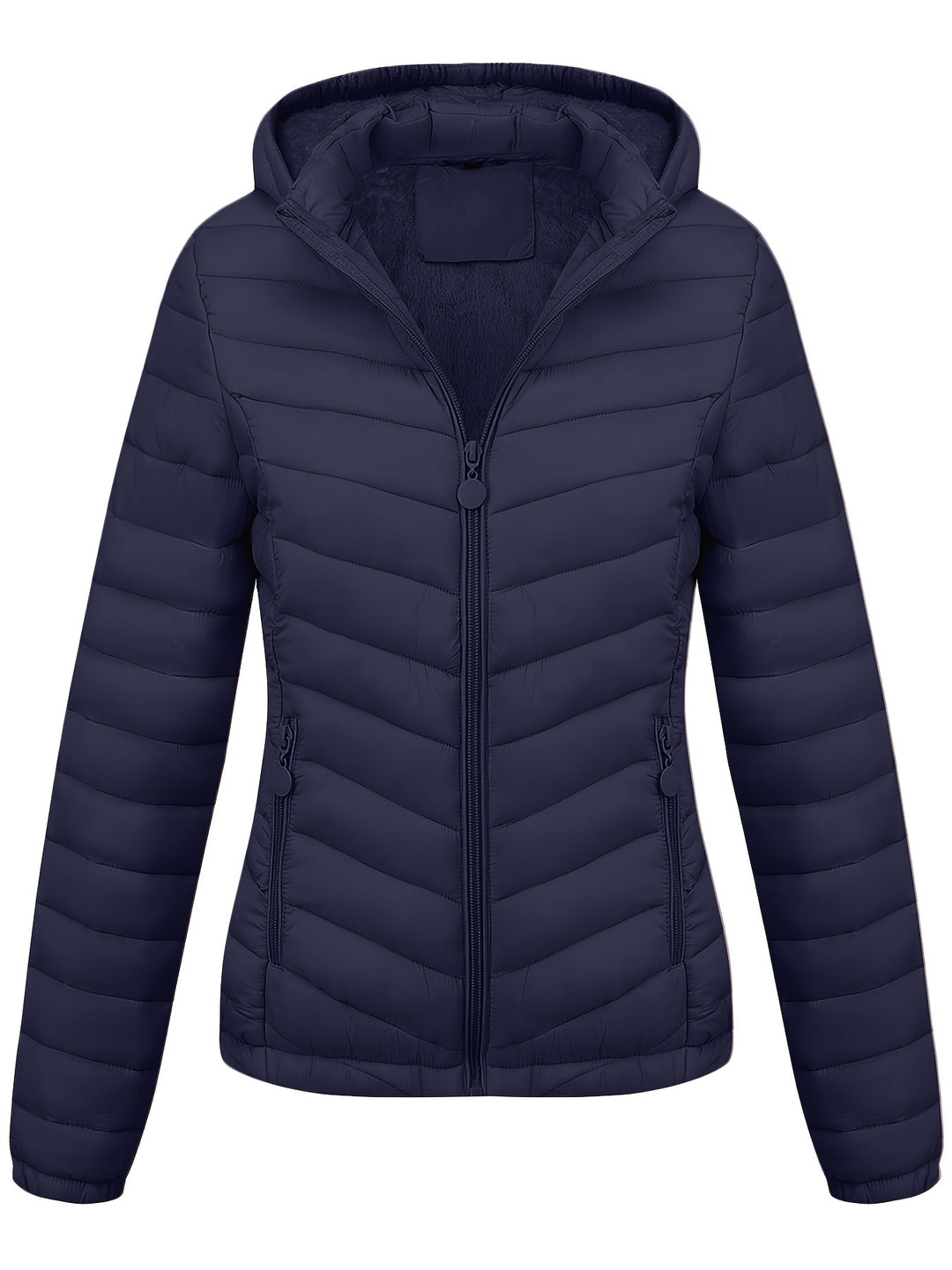 Women's Hooded Padded Coat with Pockets for Autumn Winter Fashion