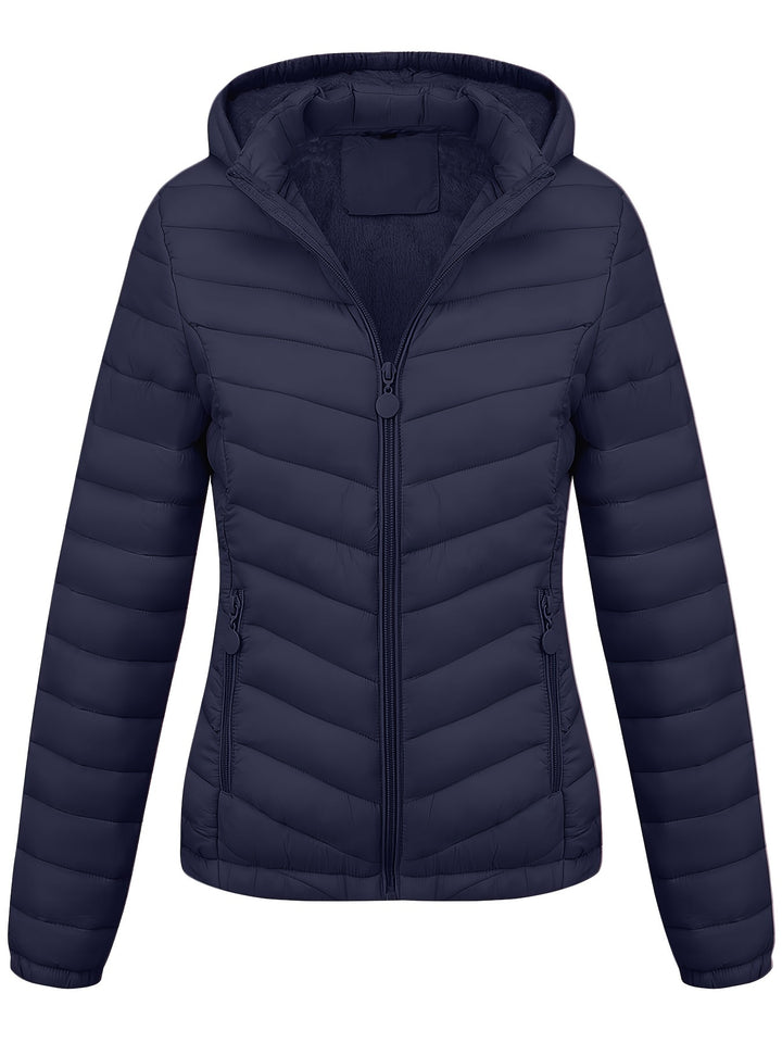 Women's Hooded Padded Coat with Pockets for Autumn Winter Fashion