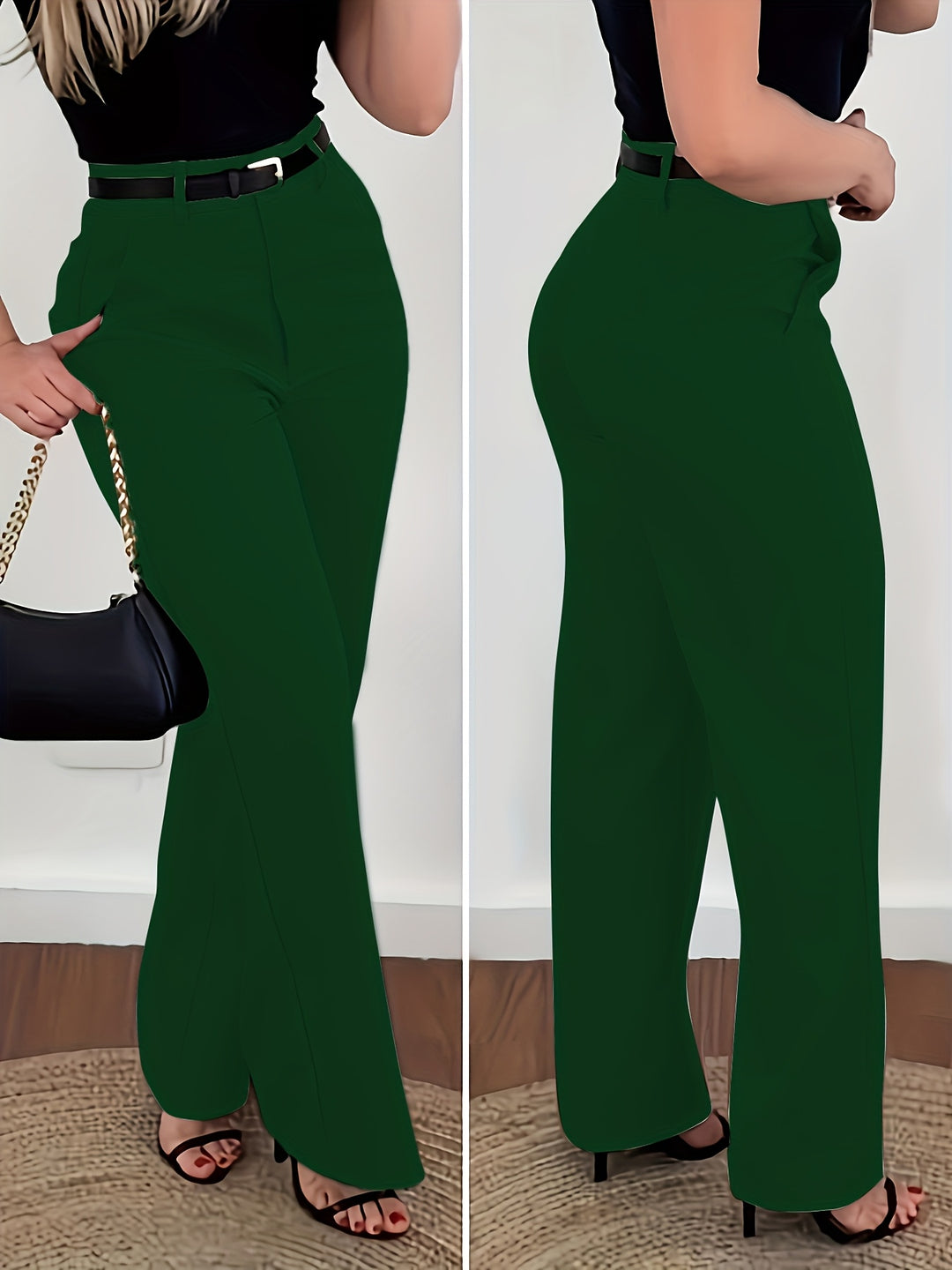 Fashionable Vintage Women's Suit Pants Straight-Leg Trousers