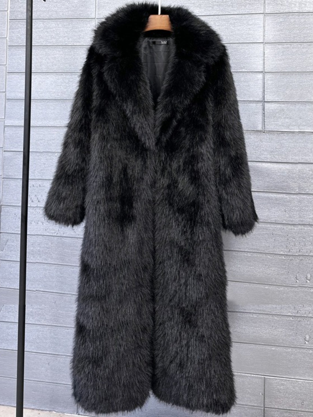 Women's Long Hooded Faux Winter Jacket with Asymmetrical Hem