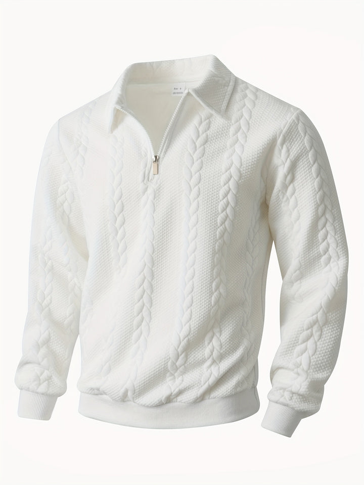 Men's Knitted Stand Collar Half-Zip Jacket Sweatshirt Outerwear