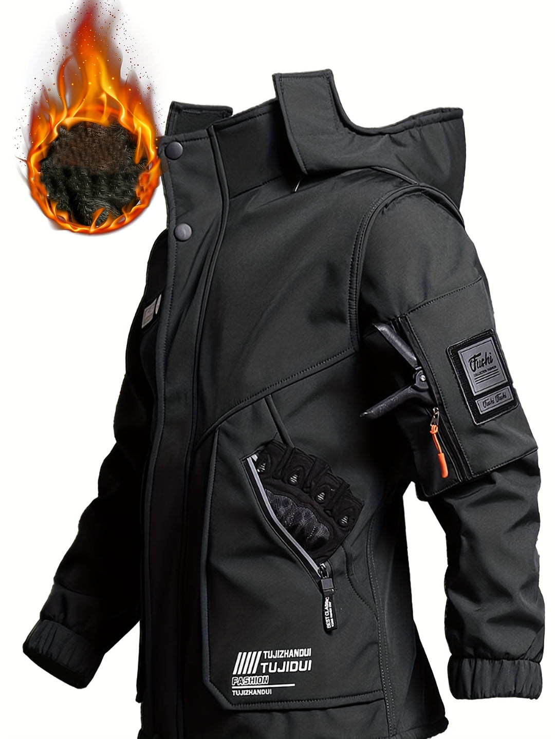 Men's Padded Winter Suit Hooded Jacket and Trousers Hiking Casual Wear