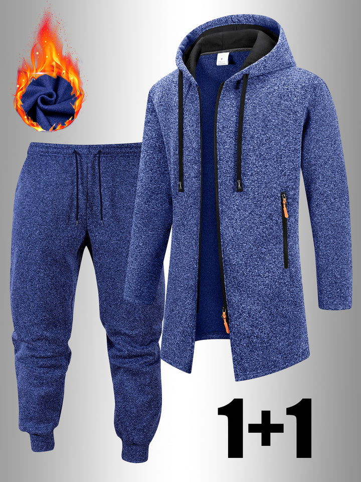 Men's Casual Sports Outfit Two-Piece Set with Hooded Jacket and Pants