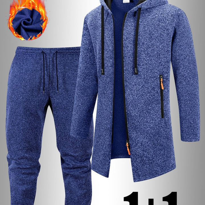 Men's Casual Sports Outfit Two-Piece Set with Hooded Jacket and Pants