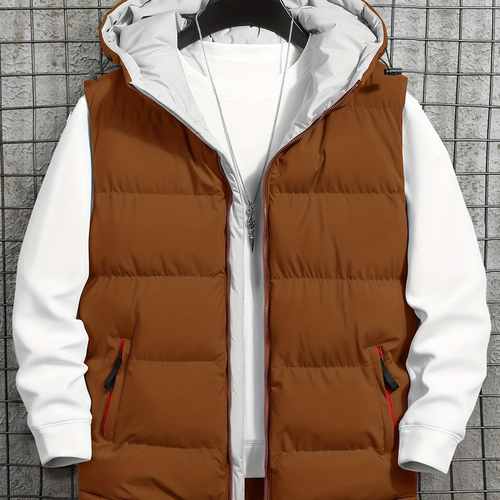 Men's Hooded Vest Thickened Lightweight Stylish Casual Wear