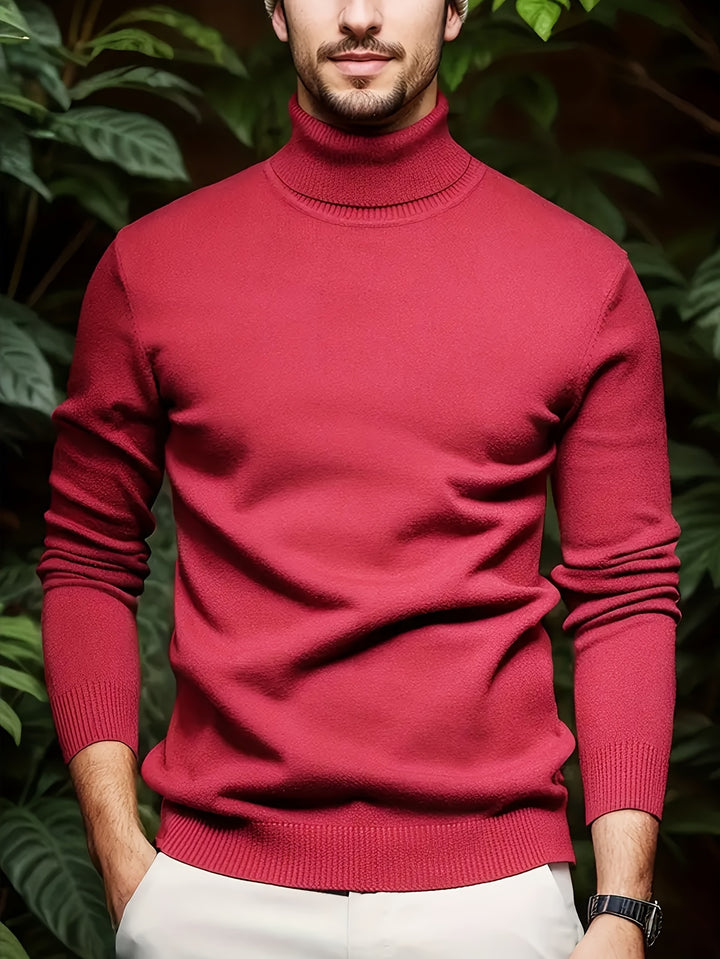 Men's Pullover Knit Sweater with Turn-Collar Autumn-Winter Style