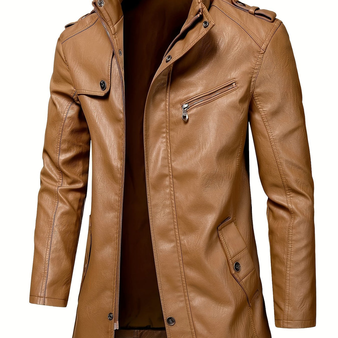 Casual Streetwear Jacket for Men with Stand-Up Collar and Pockets