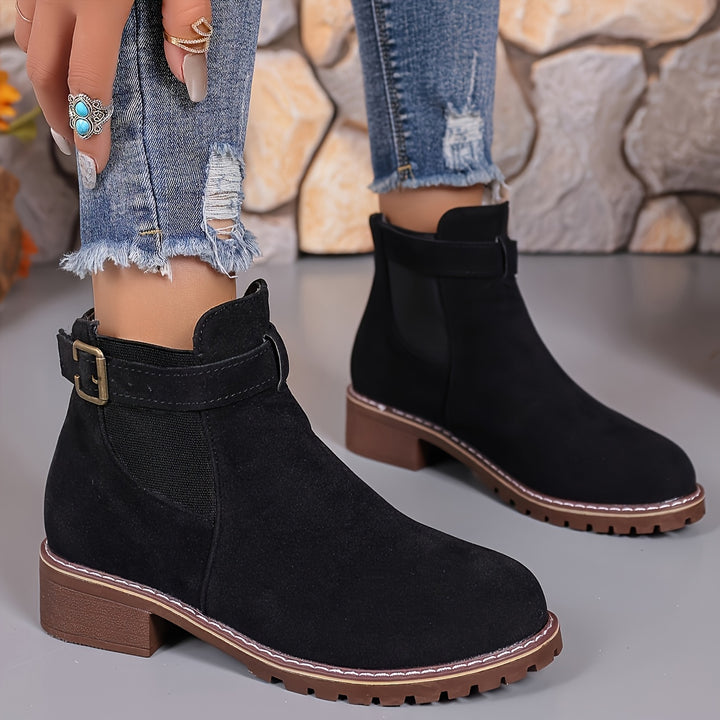 Women's Ankle Boots Slip On Low Heel Comfortable Fashion Shoes