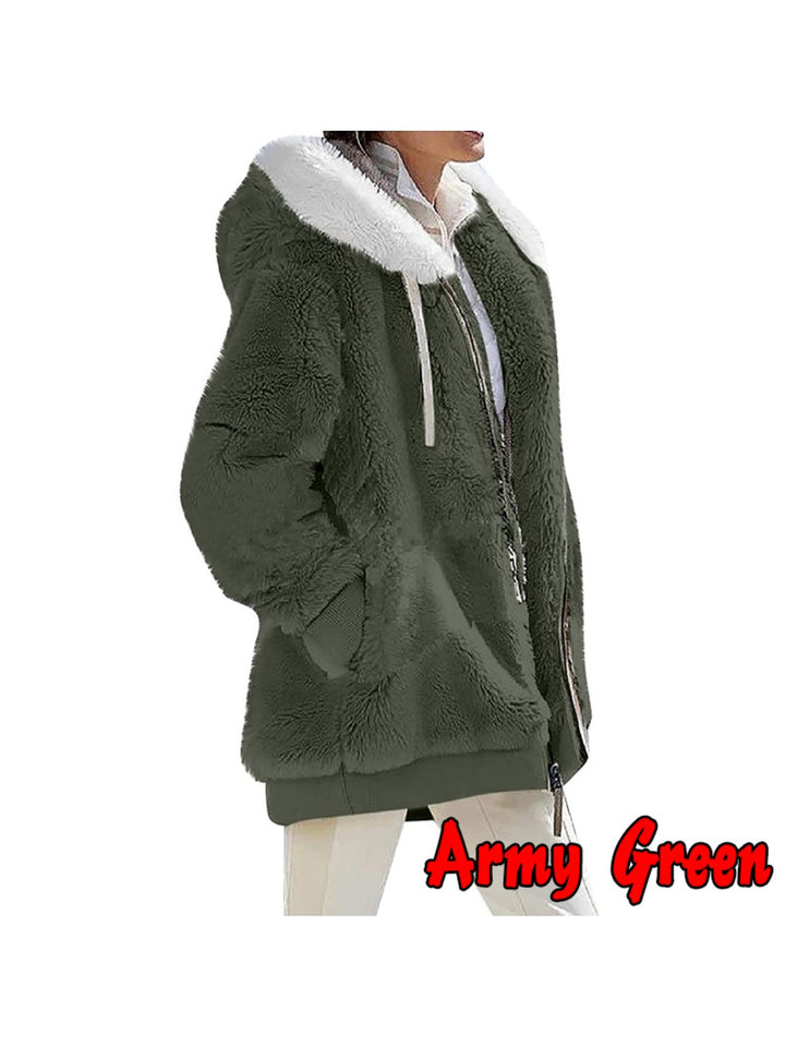 Women's Loose Sports Zipper Hooded Jacket Autumn Winter