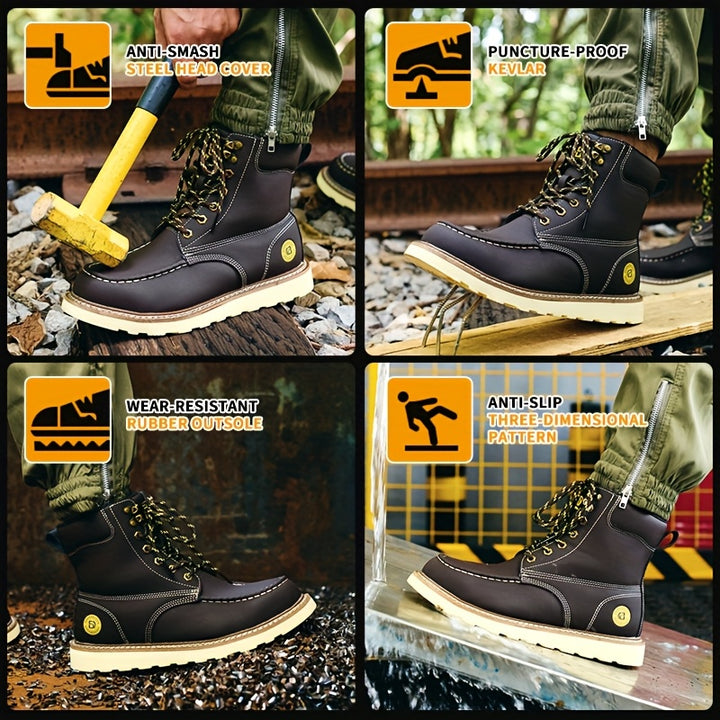 Men's Industrial Footwear Slip Resistant Steel Toe Safety Shoes