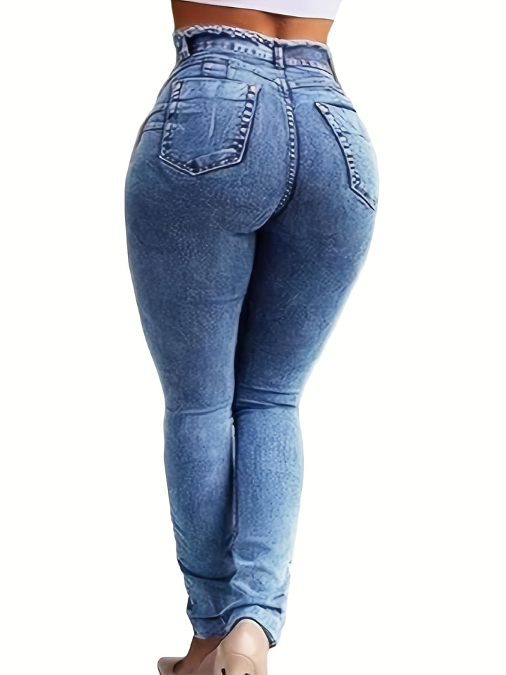 Women's Mid-rise Fashionable Casual Jeans with Butt-lifting Stretch