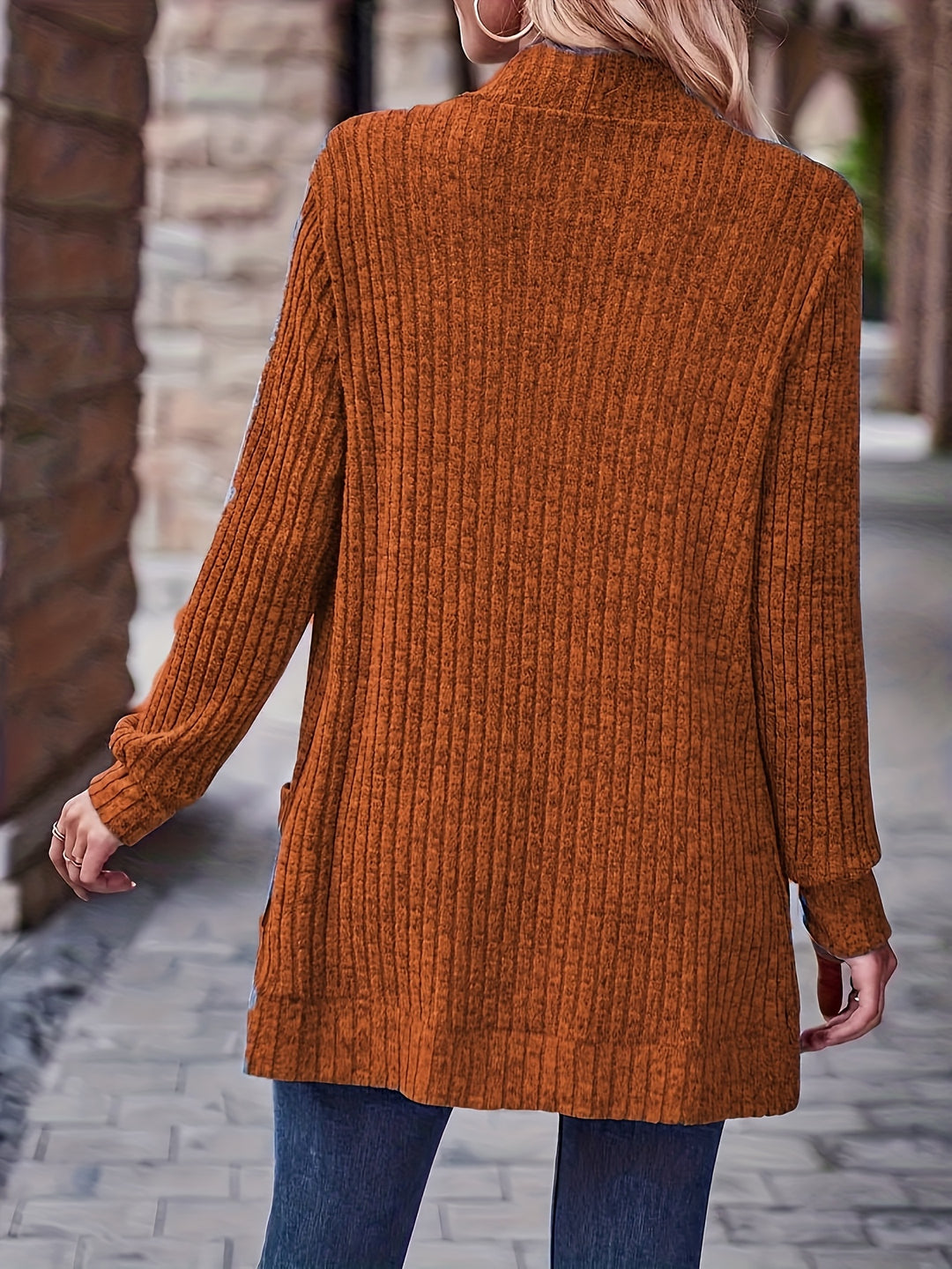 Elegant Loose Casual Long Sleeve Blouse with Pocket Splicing