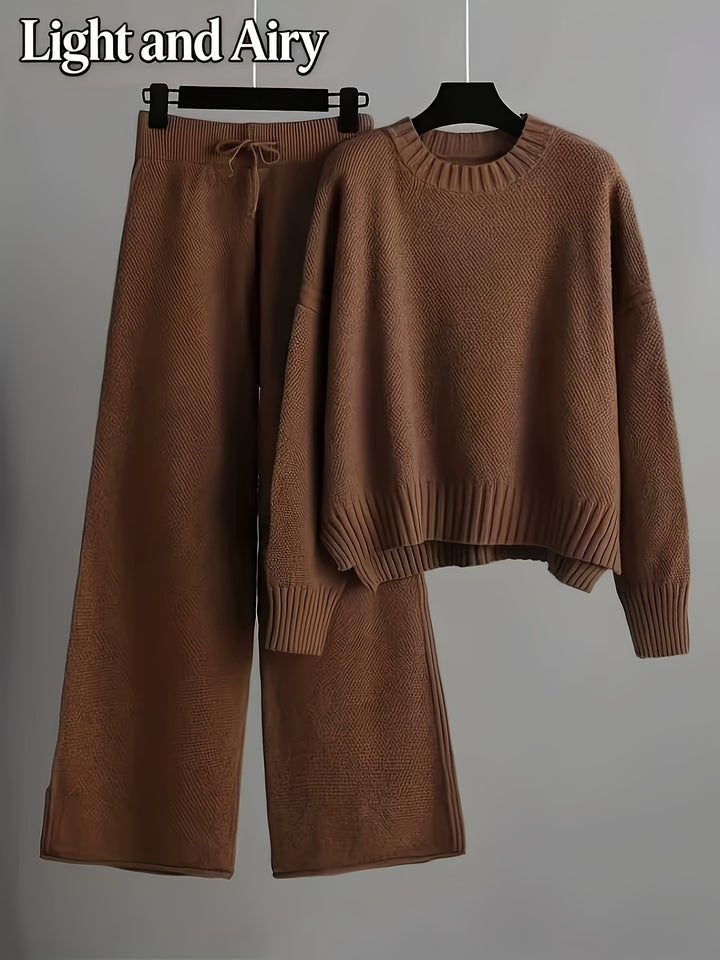 Women's Elegant Casual Set Long Sleeve Top and Pants Suit