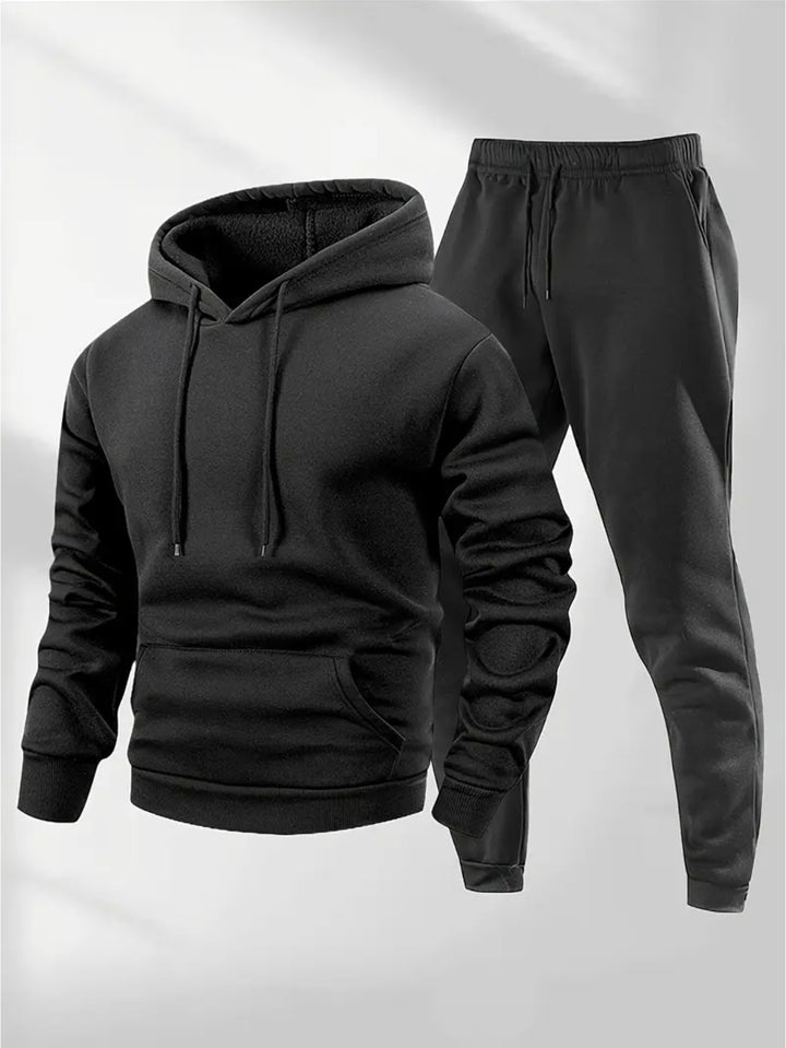 Men's Fleece-Lined Hoodie and Sweatpants Tracksuit Set