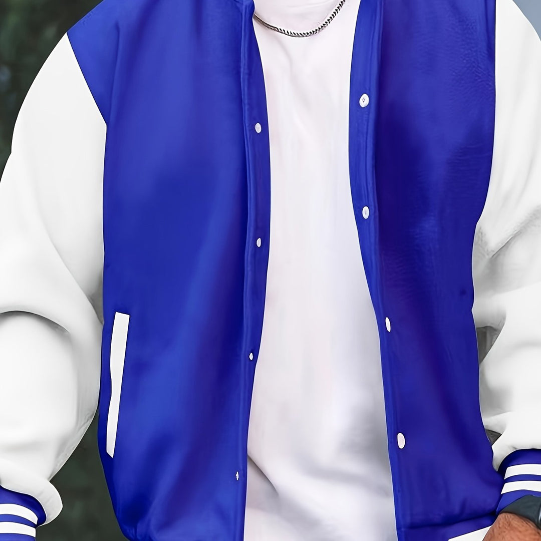 Men's Casual Baseball Jacket Spring Autumn Fashion Button Collar