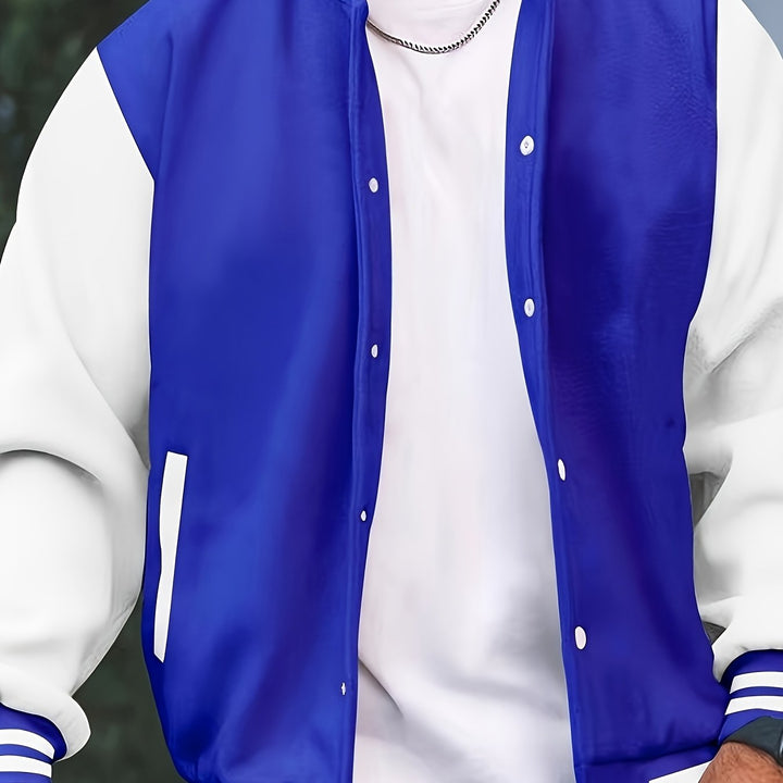 Men's Casual Baseball Jacket Spring Autumn Fashion Button Collar
