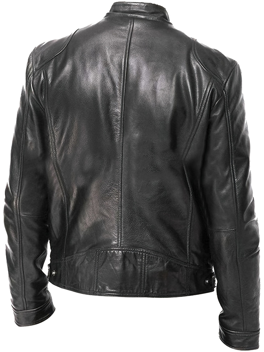 Men's Zip-Up Cardigan Multi-Pocket Motorcycle Jacket Leather Coat