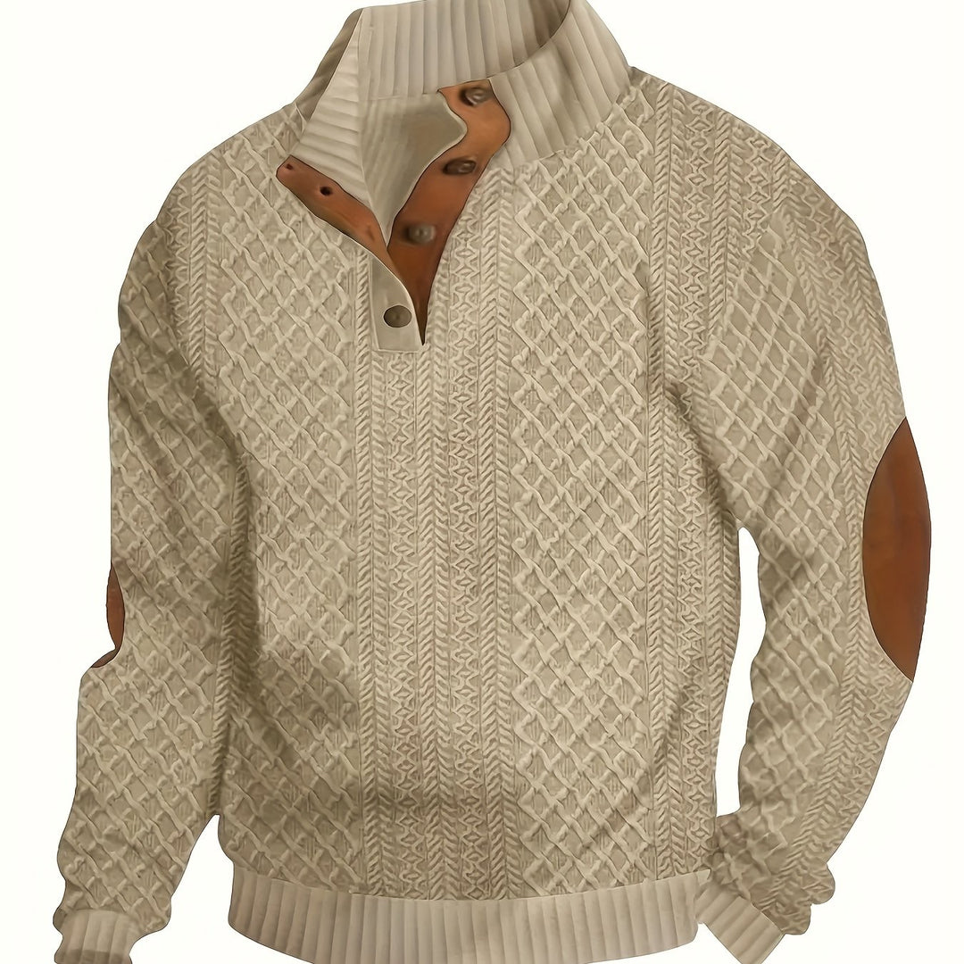 Men's Casual Button-Down Long Sleeve Shirt Henley Top