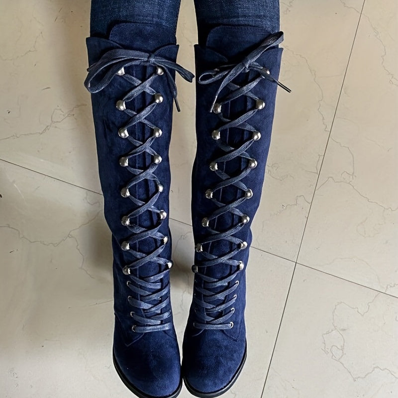 Women's Lace-up Ankle Boots with Chunky Heel Shoes