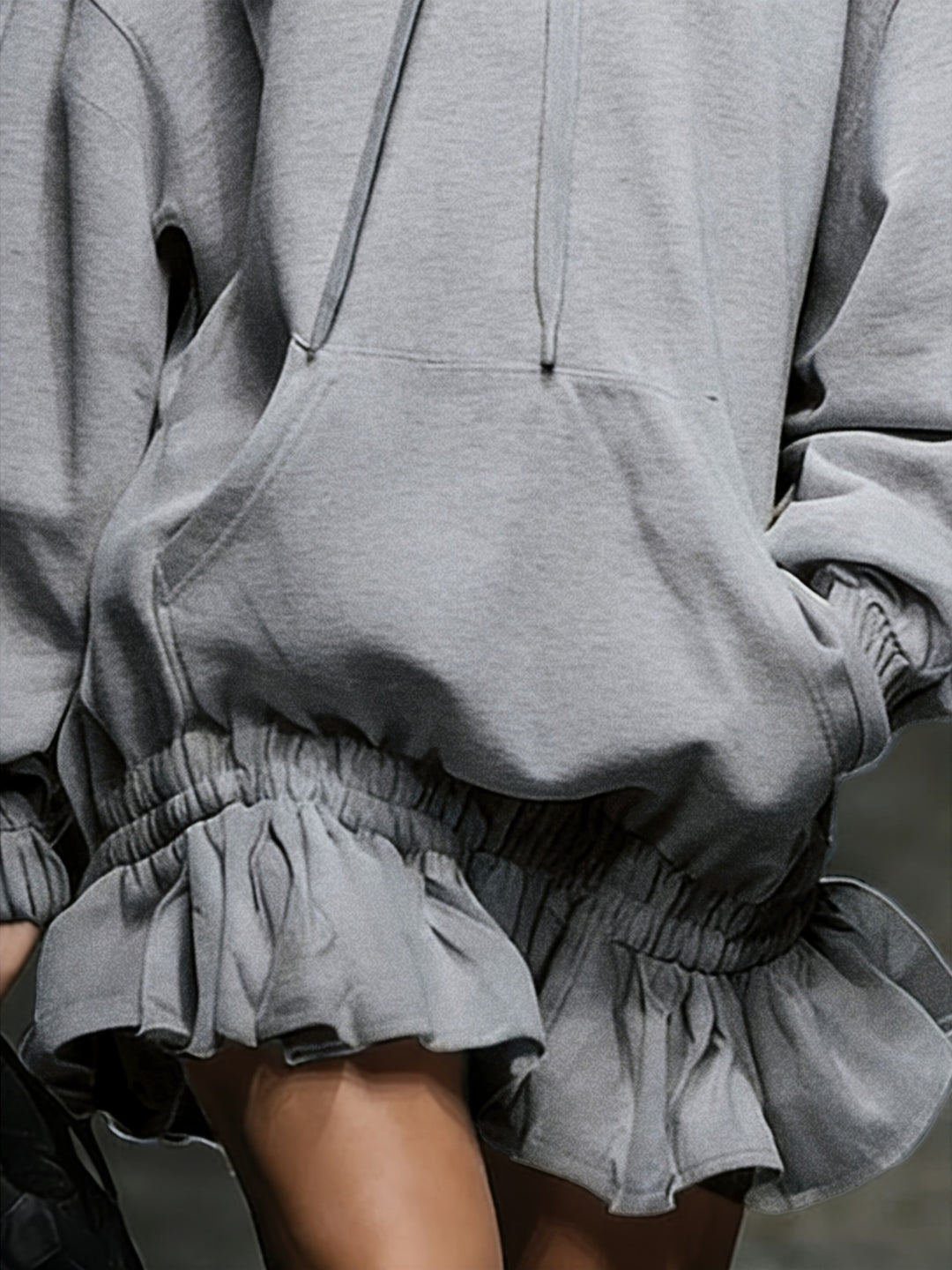 Hooded Ruffled Sweatshirt Dress for Women Casual Trendy Style