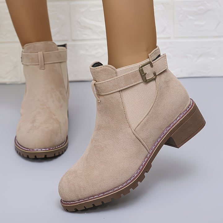 Women's Ankle Boots Slip On Low Heel Comfortable Fashion Shoes