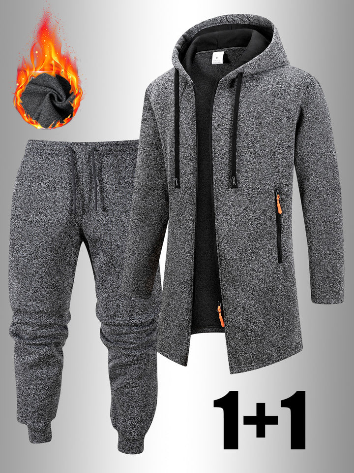Men's Casual Sports Outfit Two-Piece Set with Hooded Jacket and Pants