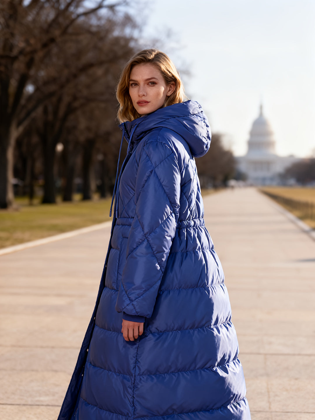 Women's Down Coat with Hood for Winter Warmth