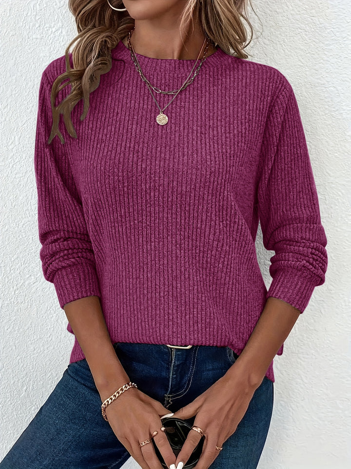 Women's Ribbed Pullover Tunic Long Sleeve Top
