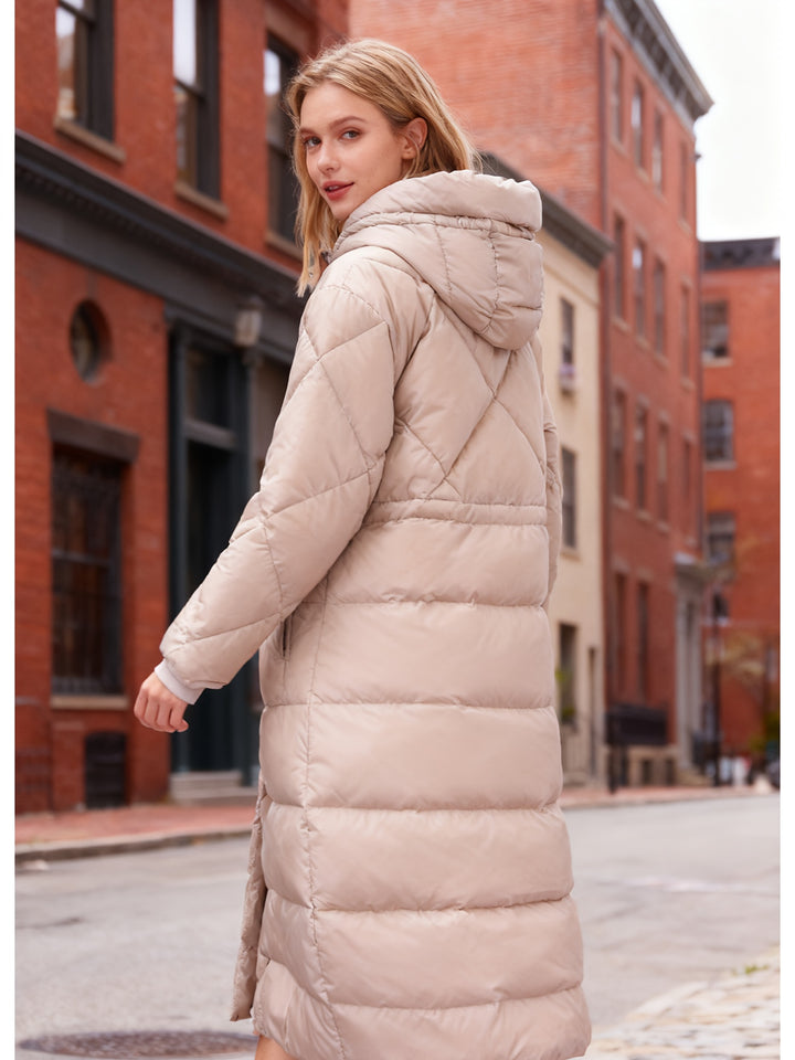 Women's Down Coat with Hood for Winter Warmth