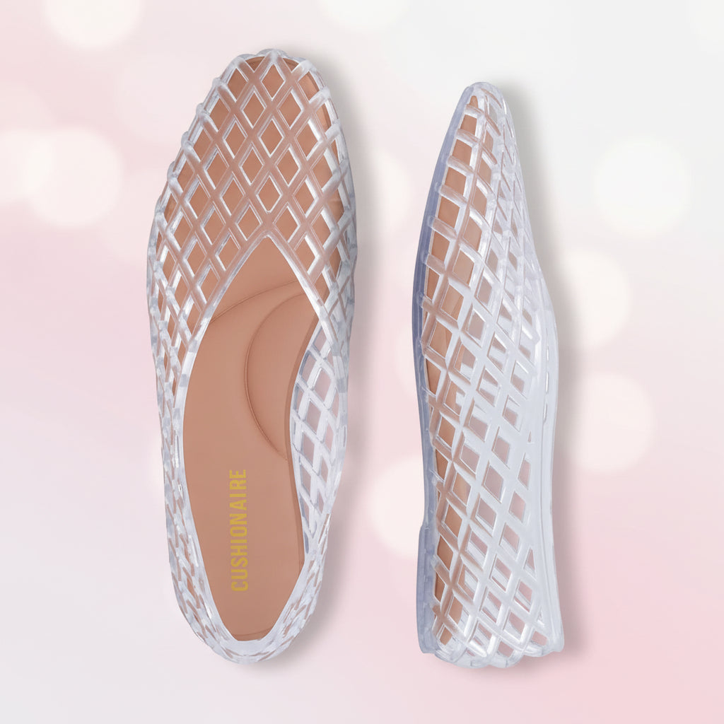 Women's Modern Lattice Ballet Flats, Comfortable Slip-On Pointed Toe Jelly Shoes, Lightweight Breathable Casual Dress Flats