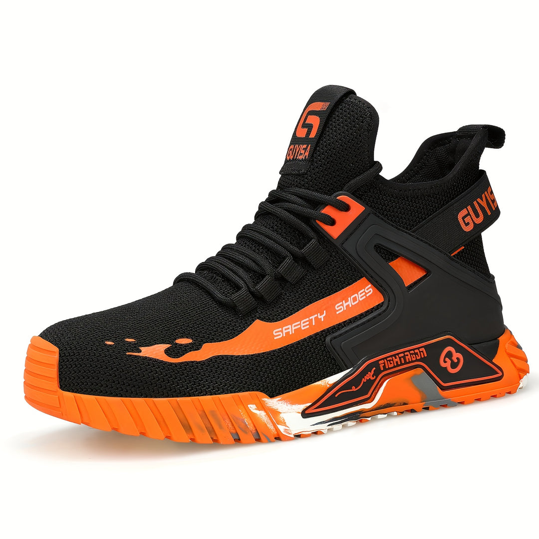 Men's Steel Toe High Top Work Boots Non Slip Lace Up Safety Shoes