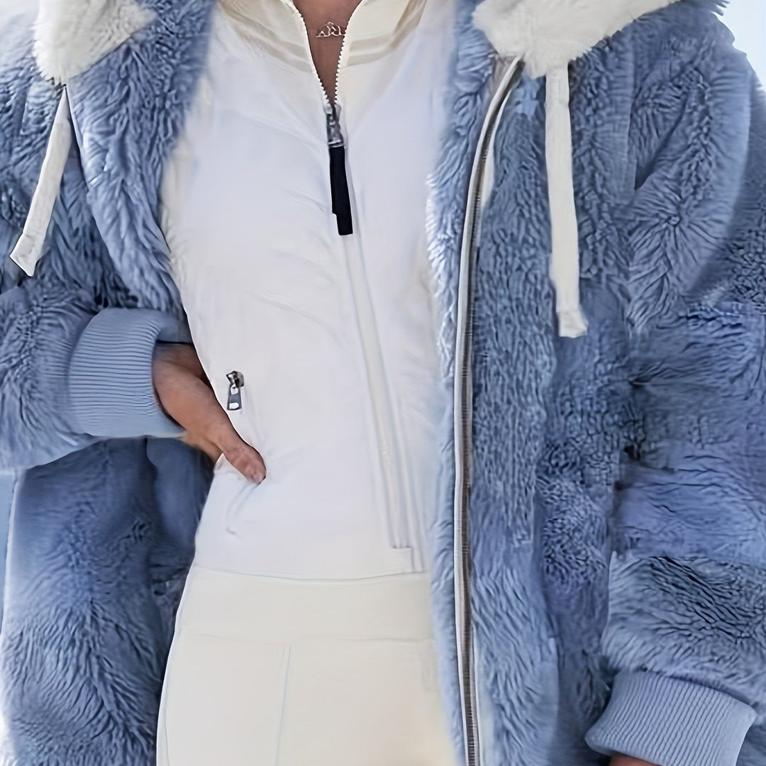 Women's Loose Sports Zipper Hooded Jacket Autumn Winter