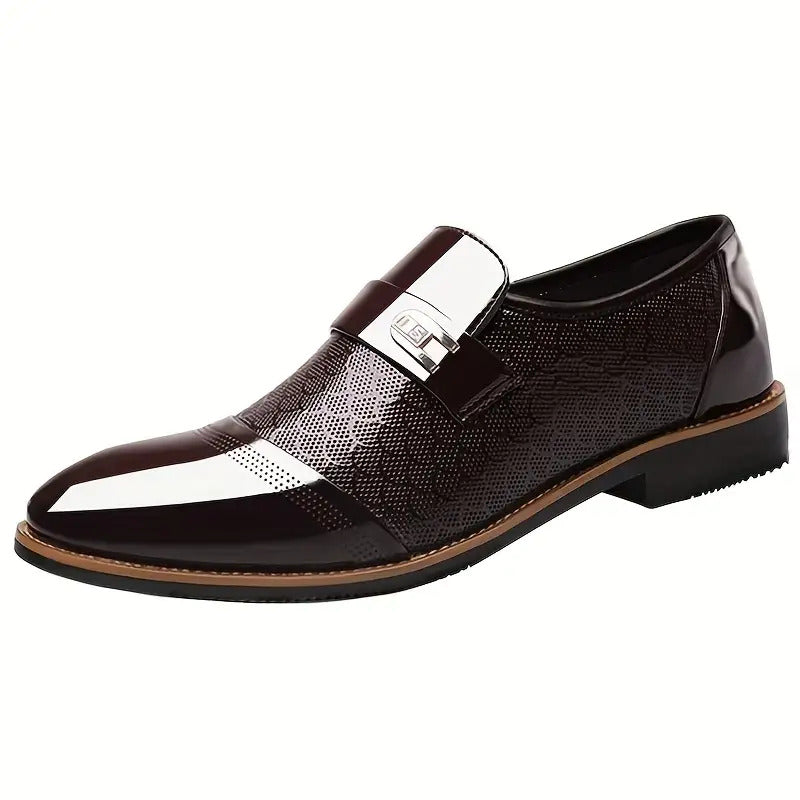 Men's Business Oxfords Slip On Pointed Toe Lug Sole Dress Shoes