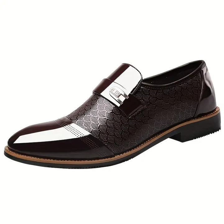Men's Business Oxfords Slip On Pointed Toe Lug Sole Dress Shoes