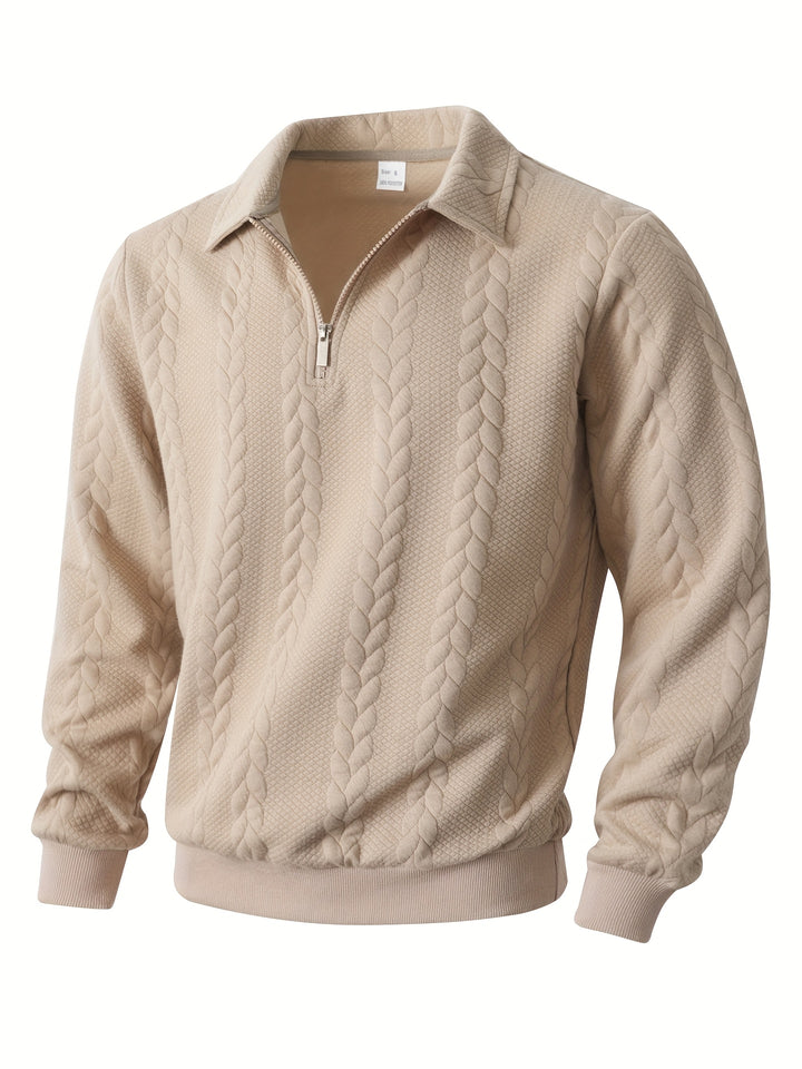 Men's Knitted Stand Collar Half-Zip Jacket Sweatshirt Outerwear